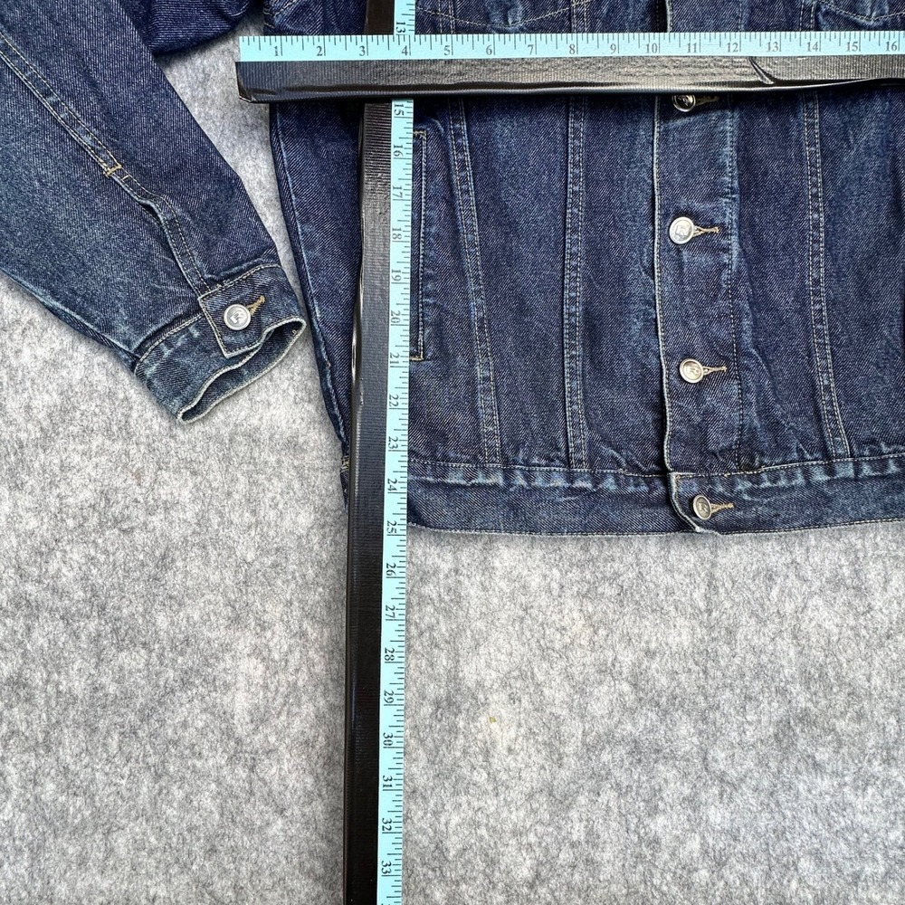 R.F.S Jeans Mens Medium Dark Wash Denim Trucker Jacket Indigo Cotton - Picture 2 of 13
